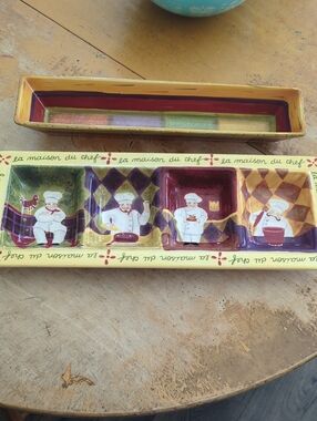 Jennifer Brinley 4 Compartment Condiment Tray & Matching Long Serving Tray Set